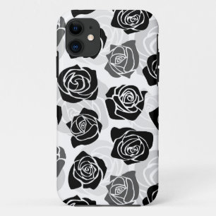 Capa Para iPhone 11 Chic Vintage - rosas brancas e pretas