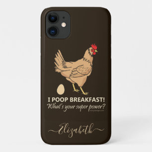Capa Para iPhone 11 Chicken Poops Breakfast Design Engraçado Adiciona