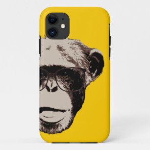 Capa Para iPhone 11 Chimpanzé Geeky na caixa amarela do iPhone 5 dos