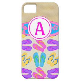 Capa Para iPhone 11 Chinelos de monograma cor-de-rosa Surfboard iPhone