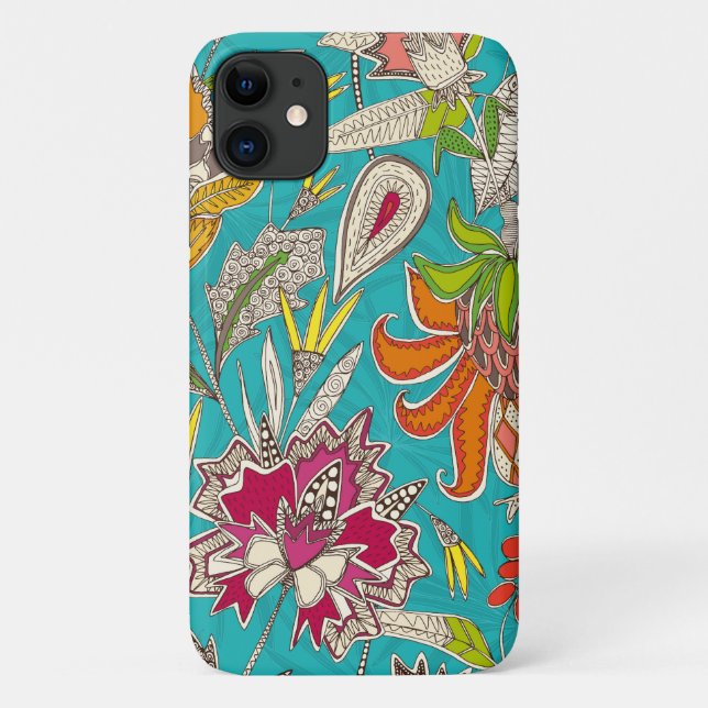 Capa Para iPhone 11 chintz pop turquesa (Verso)