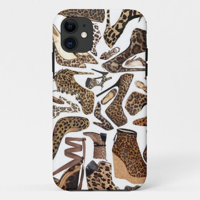 Capa Para iPhone 11 Chique dos calçados do leopardo (Verso)