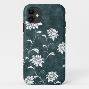 Capa Para iPhone 11 Chique feminino das flores azuis & brancas do