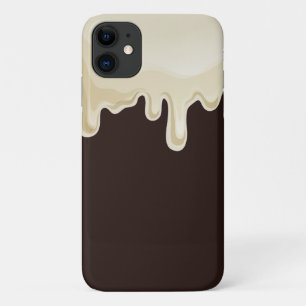 Capa Para iPhone 11 Chocolate Branco sobre Castanho-Negro