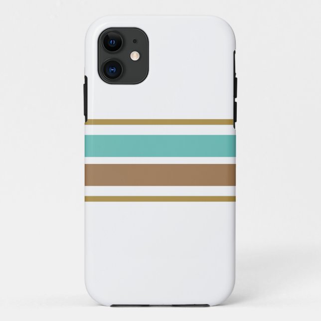 Capa Para iPhone 11 Choque Aqua Mocha Brown em Bandas Brancas (Verso)