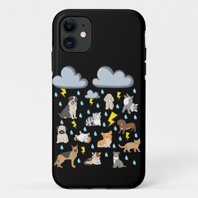 Capa Para iPhone 11 Chover Cachorros e Gatos Idioma Inglês Divertido F (Verso)