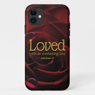 Capa Para iPhone 11 Christian LOVED Rosa vermelha Floral