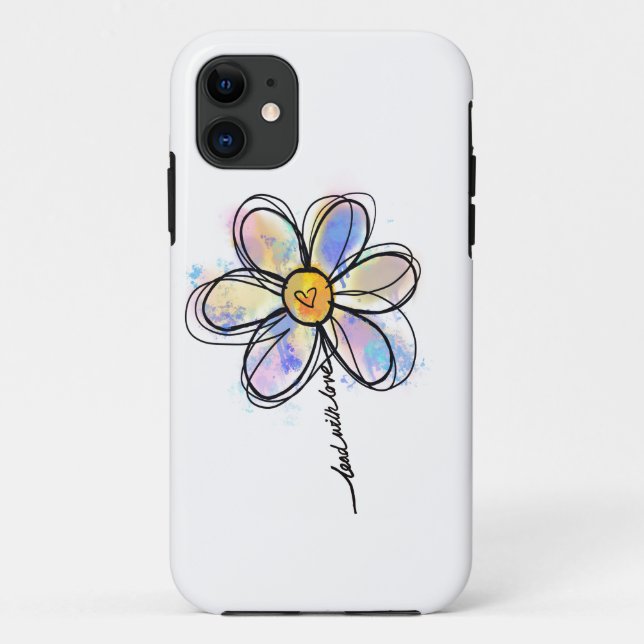 Capa Para iPhone 11 Chumbo com amor, margarida abstrato (Verso)