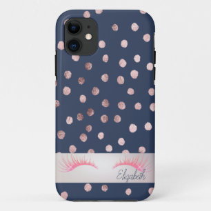 Capa Para iPhone 11 Cílios Postiços Charmoso Chic Azul,Confetes,Brilho