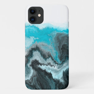 Capa Para iPhone 11 Cinza Azul Aqua e Arte Moderna Abstrato das Ondas