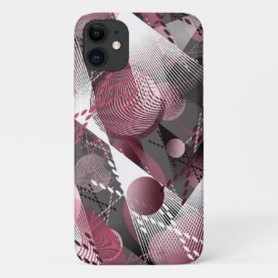 Capa Para iPhone 11 Cinza, Borgonha, padrão abstrato branco.