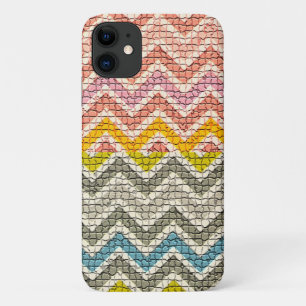 CAPA PARA iPhone 11 CINZA BRANCA AMARELA AZUL MOSAIC CHEVRONS