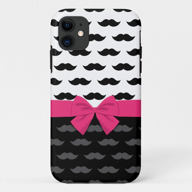 Capa Para iPhone 11 cinza branca preta bigode bigode cheiro rosa quent (Verso)