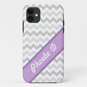 Capa Para iPhone 11 Cinza Chevron Purple iPhone 5 Case personalizado