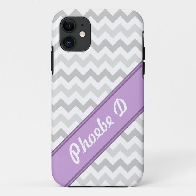 Capa Para iPhone 11 Cinza Chevron Purple iPhone 5 Case personalizado (Verso)
