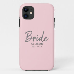 Capa Para iPhone 11 Cinza Cor-de-rosa Blush de Script Brin Moderno Per
