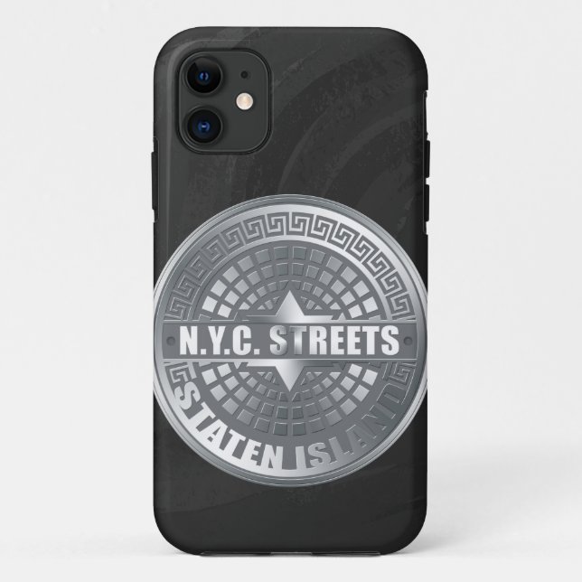 Capa Para iPhone 11 Cinza da ilha de Staten Manhole (Verso)
