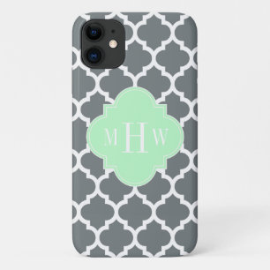 Capa Para iPhone 11 Cinza de carvão branco marroquino #5 Nome da Casa