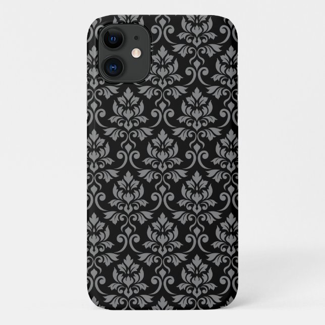 Capa Para iPhone 11 Cinza de Cor damasco em preto (Verso)