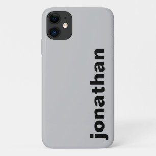 Capa Para iPhone 11 Cinza de Monograma Moderno