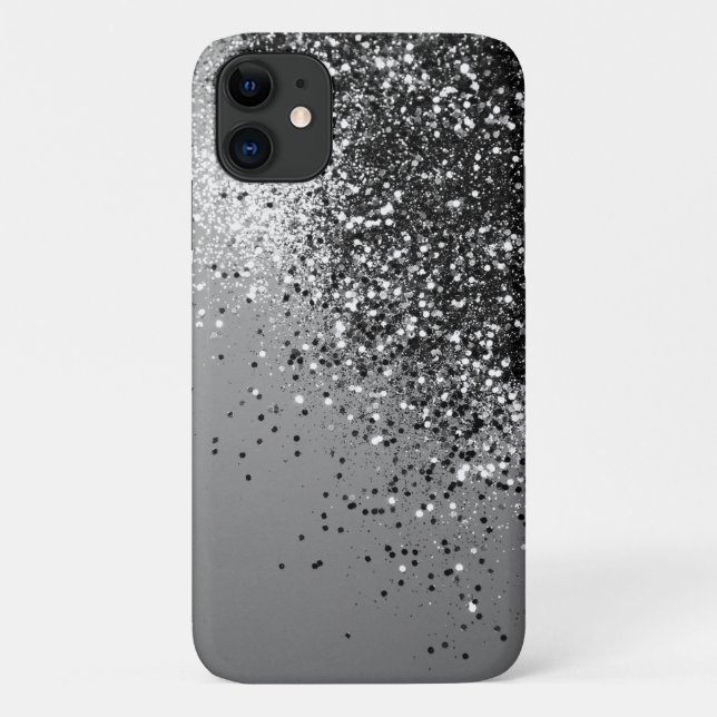 Capa Para iPhone 11 Cinza de Prata Espumante Lady Glitter #1 #brilhand (Verso)