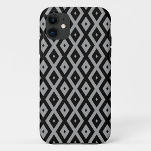 Capa Para iPhone 11 Cinza e padrão de diamante preto