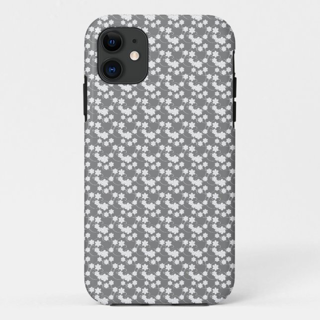 Capa Para iPhone 11 Cinza Floral (Verso)