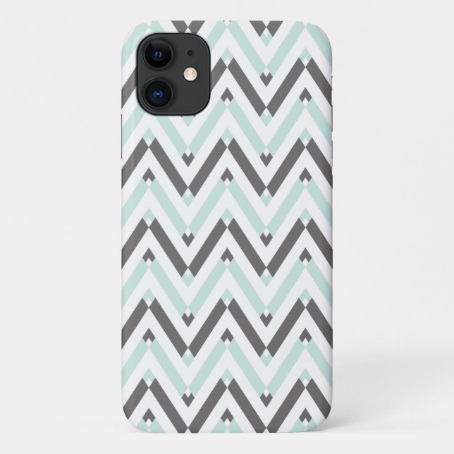 Capa Para iPhone 11 Cinza Geométrica da Design Branca Moderna (Verso)