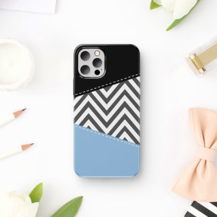 Capa Para iPhone 11 Cinza Zigzag, Cinza Chevron, Zigzag Patterno, Azul