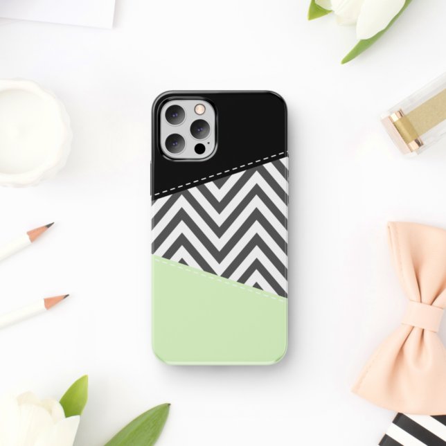 Capa Para iPhone 11 Cinza Zigzag, Cinza Chevron, Zigzag Patterno, Casa (Criador carregado)