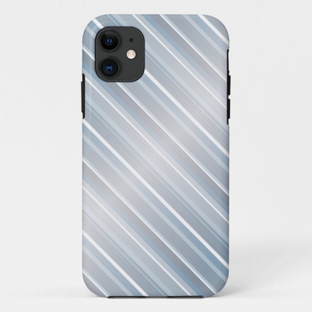 Capa Para iPhone 11 cinzas com na moda striped azul (Verso)