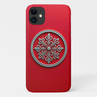 Capa Para iPhone 11 Círculo Silver Motif em Vermelho