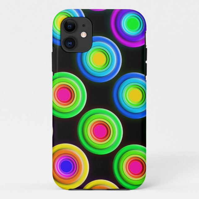 Capa Para iPhone 11 Círculos 3D Coloridos Funky (Verso)