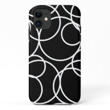 Círculos brancos geométricos Abstrato preto modern