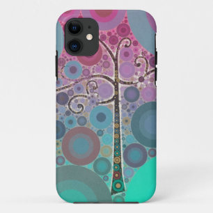 Capa Para iPhone 11 Círculos de árvore de rolagem colorida com funk 