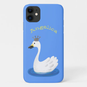 Capa Para iPhone 11 Cisne branco bonito com desenho animado