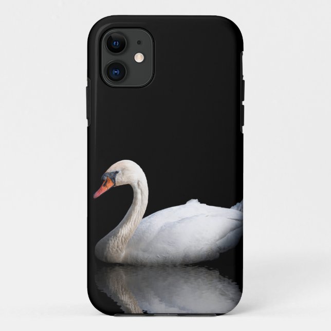 Capa Para iPhone 11 Cisne branco sobre preto (Verso)