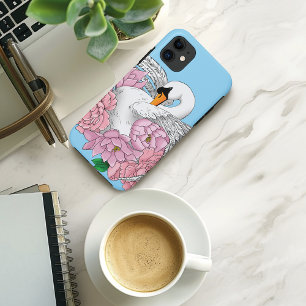 Capa Para iPhone 11 Cisne e Flores