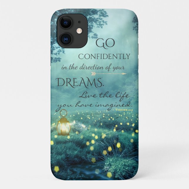 Capa Para iPhone 11 Citação de Sonhos Inspiradores Whimsical (Verso)