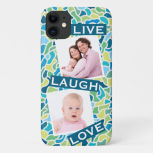 Capa Para iPhone 11 Citação Personalizada do Mosaico Azul Moderno