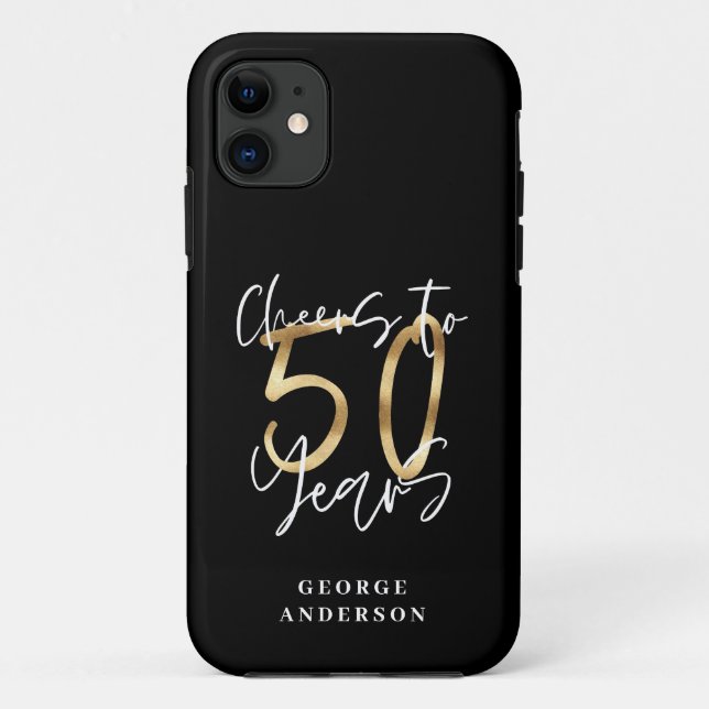 Capa Para iPhone 11 clama por 50 anos de preto e ouro moderno (Verso)
