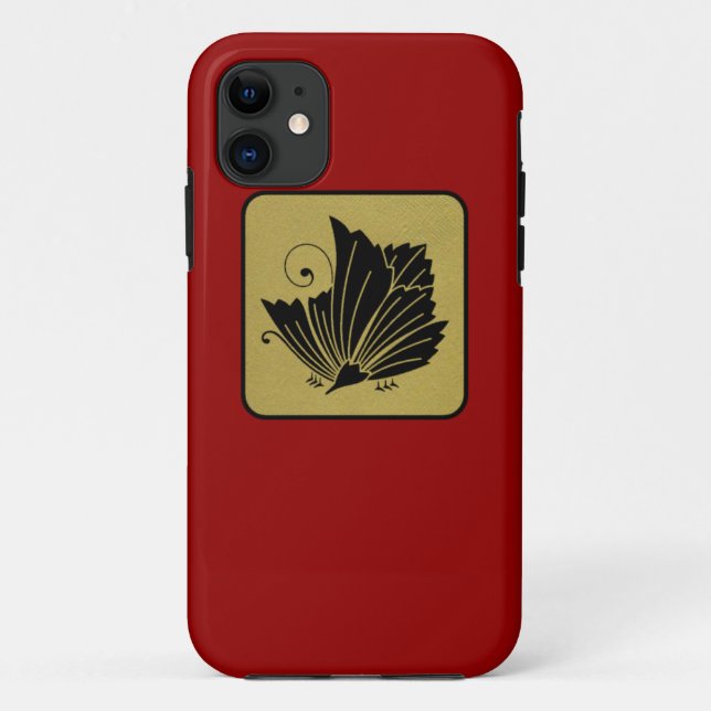 Capa Para iPhone 11 Clan Kamon Red Laquer e Borboleta Dourada (Verso)