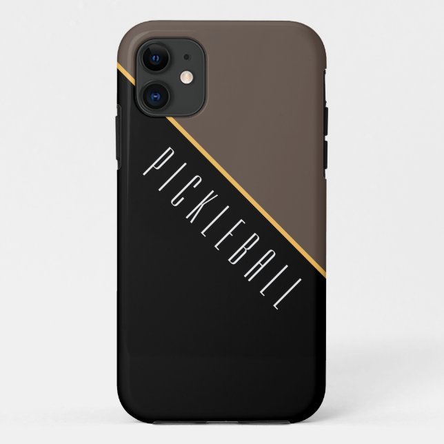 Capa Para iPhone 11 Classe de PICKLEBALL Moderno Preto Marrom Bloco de (Verso)