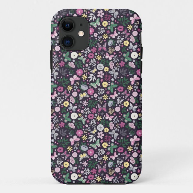 Capa Para iPhone 11 Clássico Floral Calico Design (Verso)