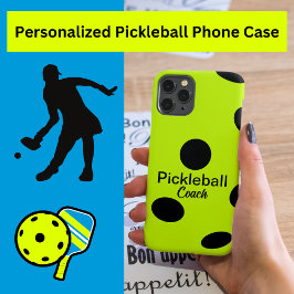 Capa Para iPhone 11 Coach Pickleball Personalizado Amarelo