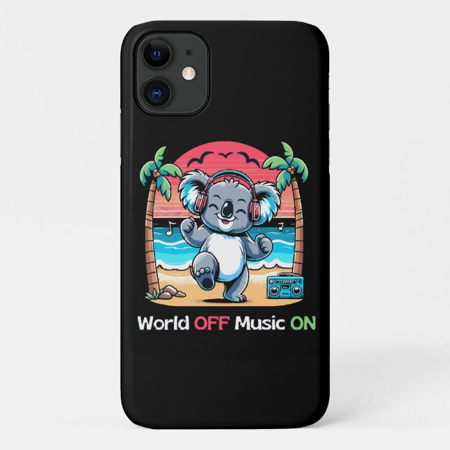 Capa Para iPhone 11 Coala Vibrando na Praia (Verso)