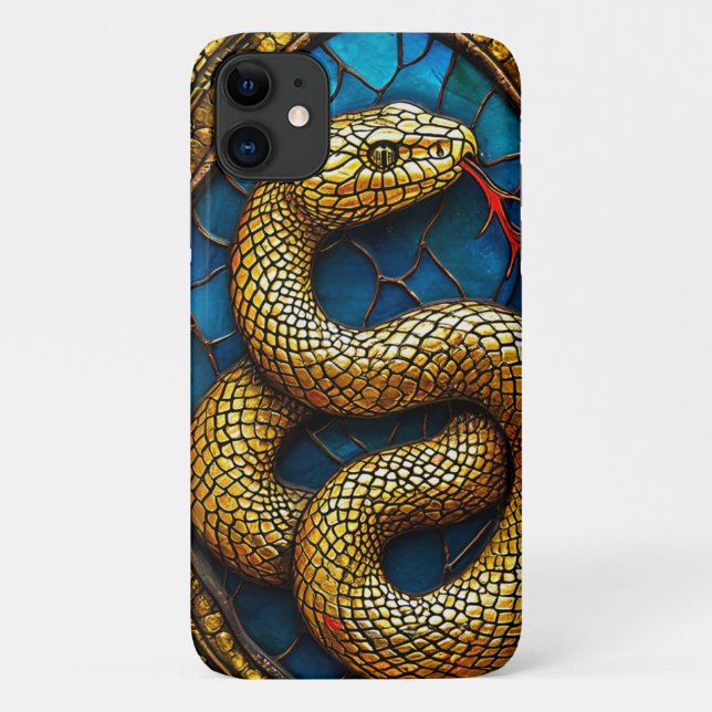 Capa Para iPhone 11 Cobra dourada (Verso)