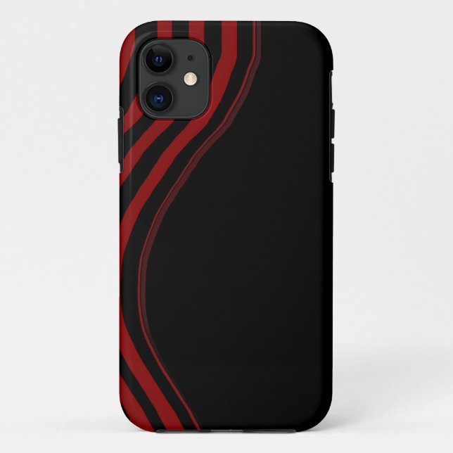 Capa Para iPhone 11 cobrir de iphone preto e vermelho curvado (Verso)