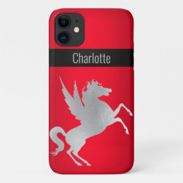 Capa Para iPhone 11 COBRIR IPHONE UNICORN VERMELHO SILVER personalizáv