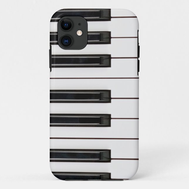 Capa Para iPhone 11 Cobrir preto e branco da caixa do teclado de piano (Verso)